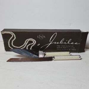 Lenox Jubilee Pearl 2 Piece Dessert Set Wedding Cake Knife Server Pearl Handle